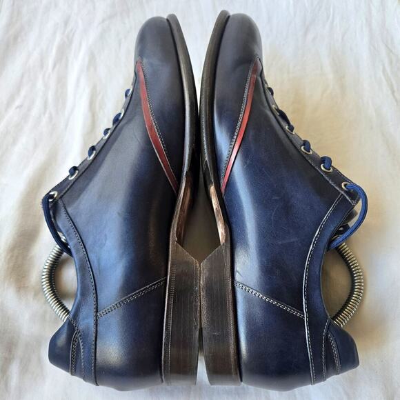 Forzieri Firenze Men's Leather Lace Up Casual Shoes Navy/Red Size 8/US 8.5 Italy - Picture 5 of 10